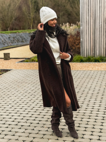 Manteau en teddy Miki - Chocolat Manteau en teddy Miki - Chocolat