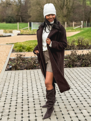 Manteau en teddy Miki - Chocolat Manteau en teddy Miki - Chocolat