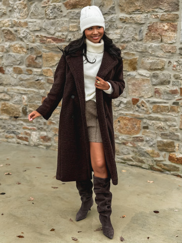 Manteau en teddy Miki - Chocolat Manteau en teddy Miki - Chocolat