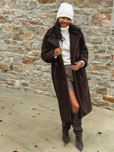 Manteau en teddy Miki - Chocolat Manteau en teddy Miki - Chocolat