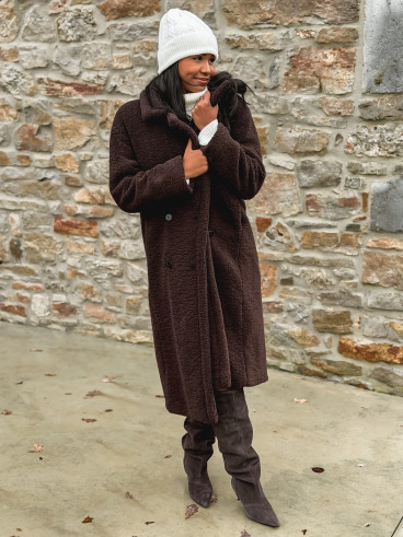 Manteau en teddy Miki - Chocolat Manteau en teddy Miki - Chocolat