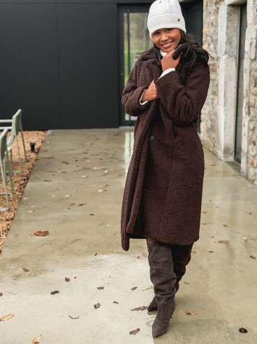 Manteau en teddy Miki - Chocolat Manteau en teddy Miki - Chocolat
