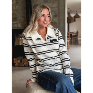 Pull ligné Lovina - Ecru/Bleu marine