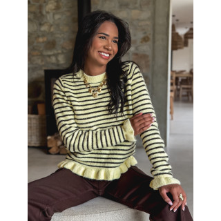 Pull ligné Ozalie - Jaune/Chocolat