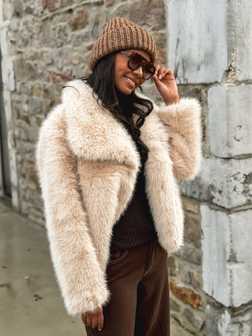 Veste en fausse fourrure Régina - Beige
