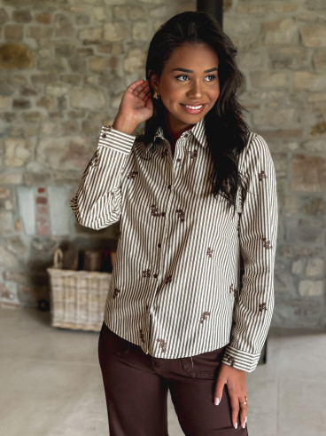 Chemise lignée Lysana - Ecru/Taupe Chemise lignée Lysana - Ecru/Taupe