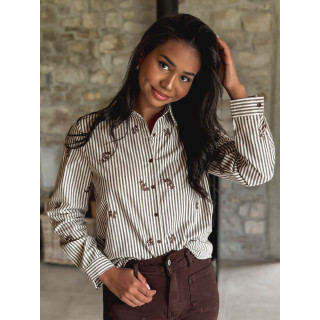 Chemise lignée Lysana - Ecru/Taupe