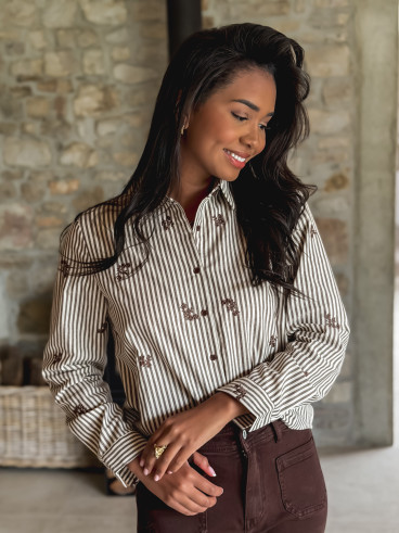 Chemise lignée Lysana - Ecru/Taupe Chemise lignée Lysana - Ecru/Taupe