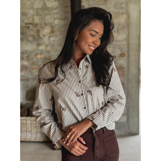 Chemise lignée Lysana - Ecru/Taupe