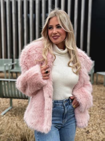 Veste en fausse fourrure Régina - Rose Veste en fausse fourrure Régina - Rose