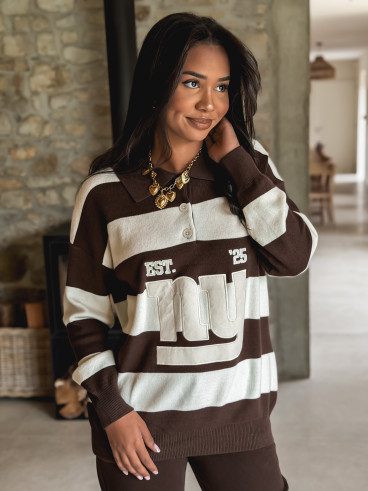 Pull ligné Gorgia - Chocolat/Ecru Pull ligné Gorgia - Chocolat/Ecru