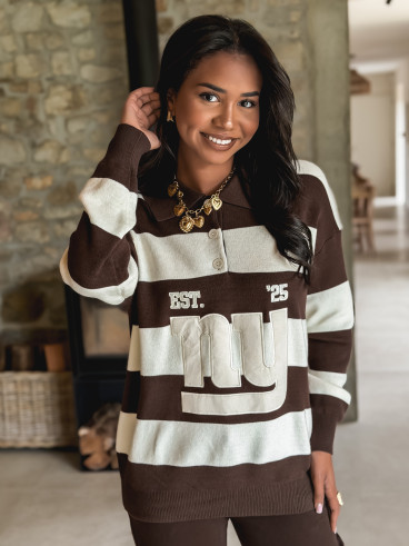 Pull ligné Gorgia - Chocolat/Ecru Pull ligné Gorgia - Chocolat/Ecru