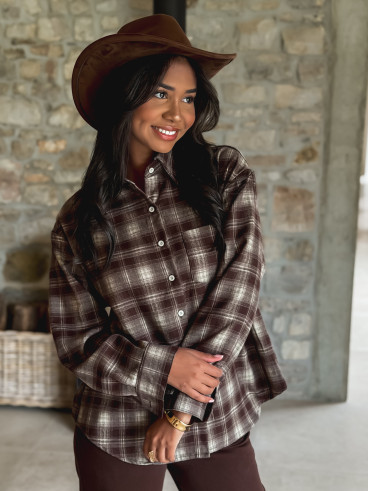 Chemise à carreaux Sonéllia - Chocolat/Vert