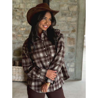 Chemise à carreaux Sonéllia - Chocolat/Vert