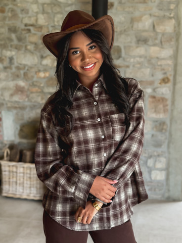 Chemise à carreaux Sonéllia - Chocolat/Vert