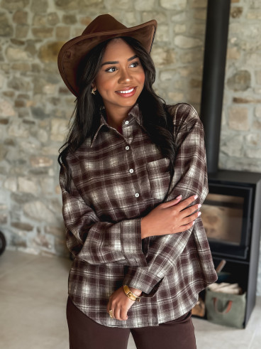 Chemise à carreaux Sonéllia - Chocolat/Vert