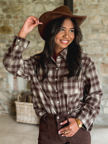 Chemise à carreaux Sonéllia - Chocolat/Vert