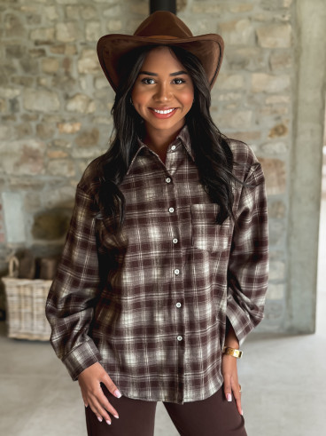 Chemise à carreaux Sonéllia - Chocolat/Vert