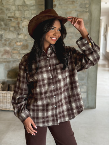 Chemise à carreaux Sonéllia - Chocolat/Vert