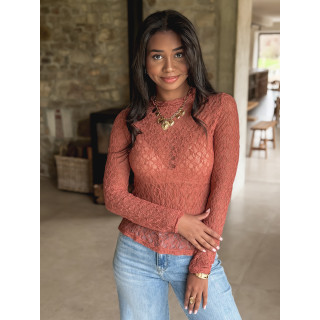 Blouse en dentelle Nancy - Brique