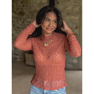 Blouse en dentelle Nancy - Brique