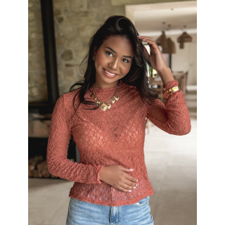 Blouse en dentelle Nancy - Brique