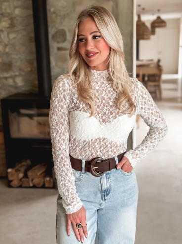 Blouse en dentelle Nancy - Blanc