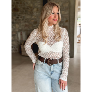 Blouse en dentelle Nancy - Blanc