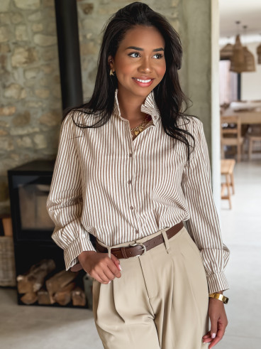 Chemise lignée Bénolla - Beige/Ecru