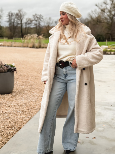 Manteau en teddy Miki - Ecru