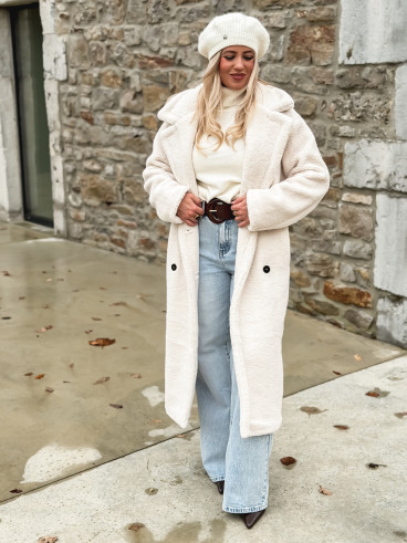 Manteau en teddy Miki - Ecru