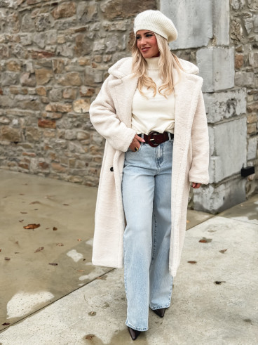 Manteau en teddy Miki - Ecru