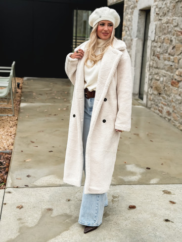 Manteau en teddy Miki - Ecru