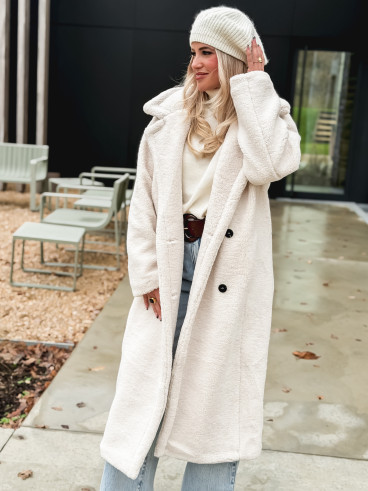 Manteau en teddy Miki - Ecru