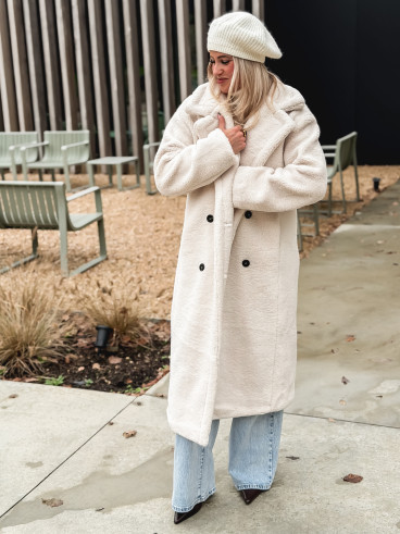 Manteau en teddy Miki - Ecru