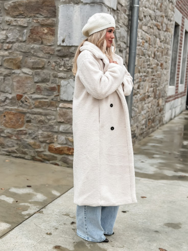Manteau en teddy Miki - Ecru
