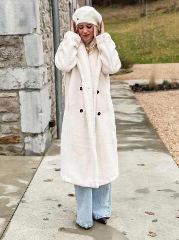 Manteau en teddy Miki - Ecru