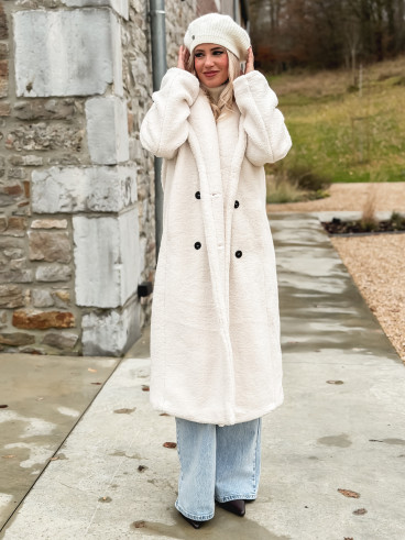 Manteau en teddy Miki - Ecru