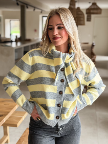 Gilet Ligné Elowya - Jaune/Gris