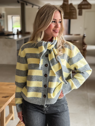 Gilet Ligné Elowya - Jaune/Gris