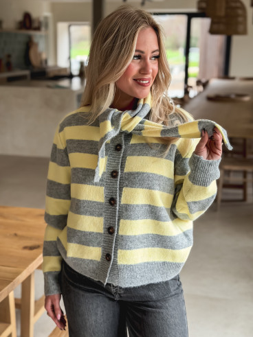 Gilet Ligné Elowya - Jaune/Gris Gilet Ligné Elowya - Jaune/Gris