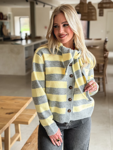 Gilet Ligné Elowya - Jaune/Gris Gilet Ligné Elowya - Jaune/Gris