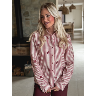 Chemise lignée Lysana - Ecru/Rouge