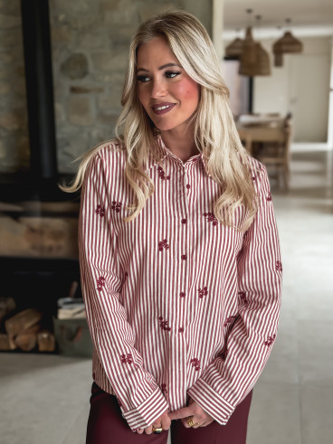 Chemise lignée Lysana - Ecru/Rouge Chemise lignée Lysana - Ecru/Rouge