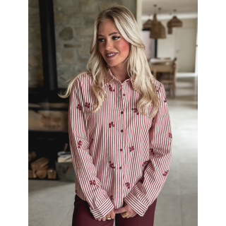 Chemise lignée Lysana - Ecru/Rouge
