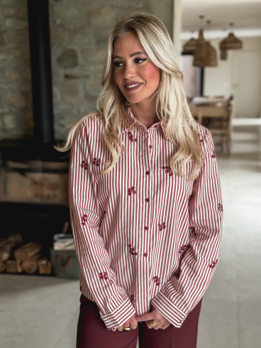 Chemise lignée Lysana - Ecru/Rouge Chemise lignée Lysana - Ecru/Rouge