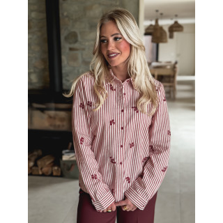 Chemise lignée Lysana - Ecru/Rouge