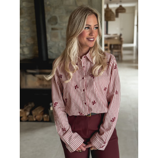 Chemise lignée Lysana - Ecru/Rouge