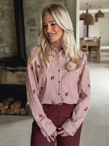 Chemise lignée Lysana - Ecru/Rouge Chemise lignée Lysana - Ecru/Rouge