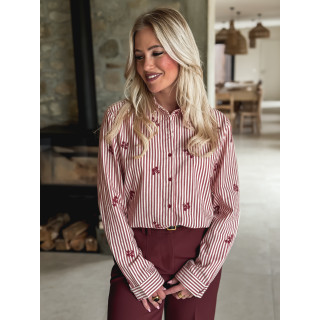 Chemise lignée Lysana - Ecru/Rouge